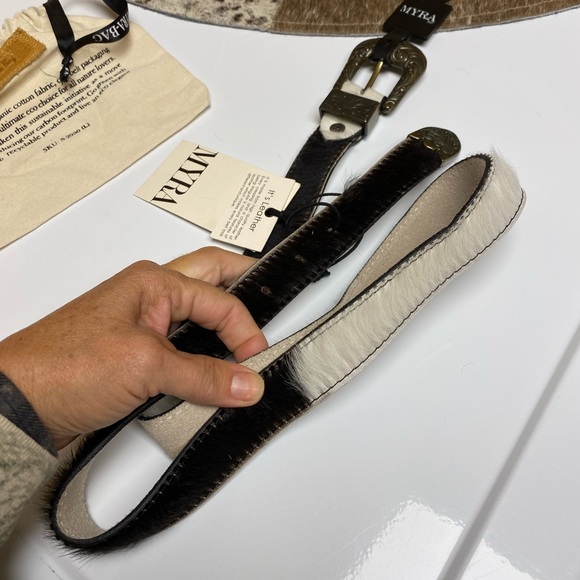 NWT Myra Bag Leather and Hair on Hide Belt. Black and White. - Picture 6 of 8